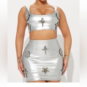 Rosalia Metallic skirt set